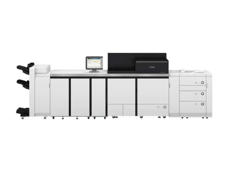 Canon imagePRESS V1350 mit Finisher und Papierdecks