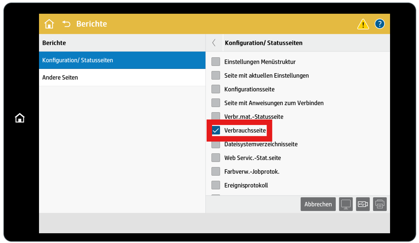 Berichte Verbrauchsseite