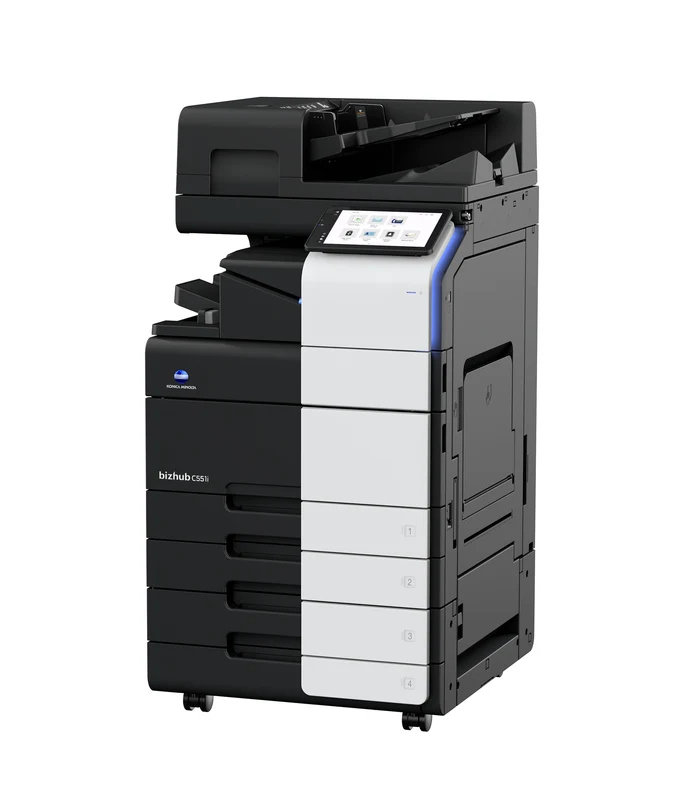 bizhub C551i, Modell der Serie C451i, C551i, C651i, mit Finisher und Papierzufuhr
